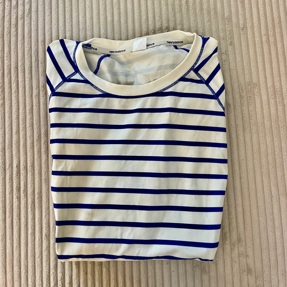 J Crew x New Balance In Transit Striped Soft Long Sleeve Running Pullover